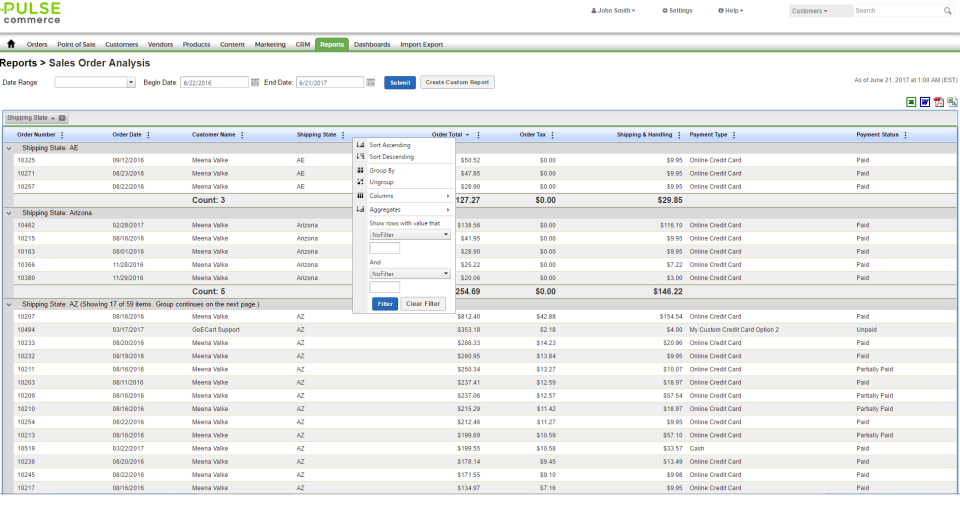 screenshot of Pulse Commerce